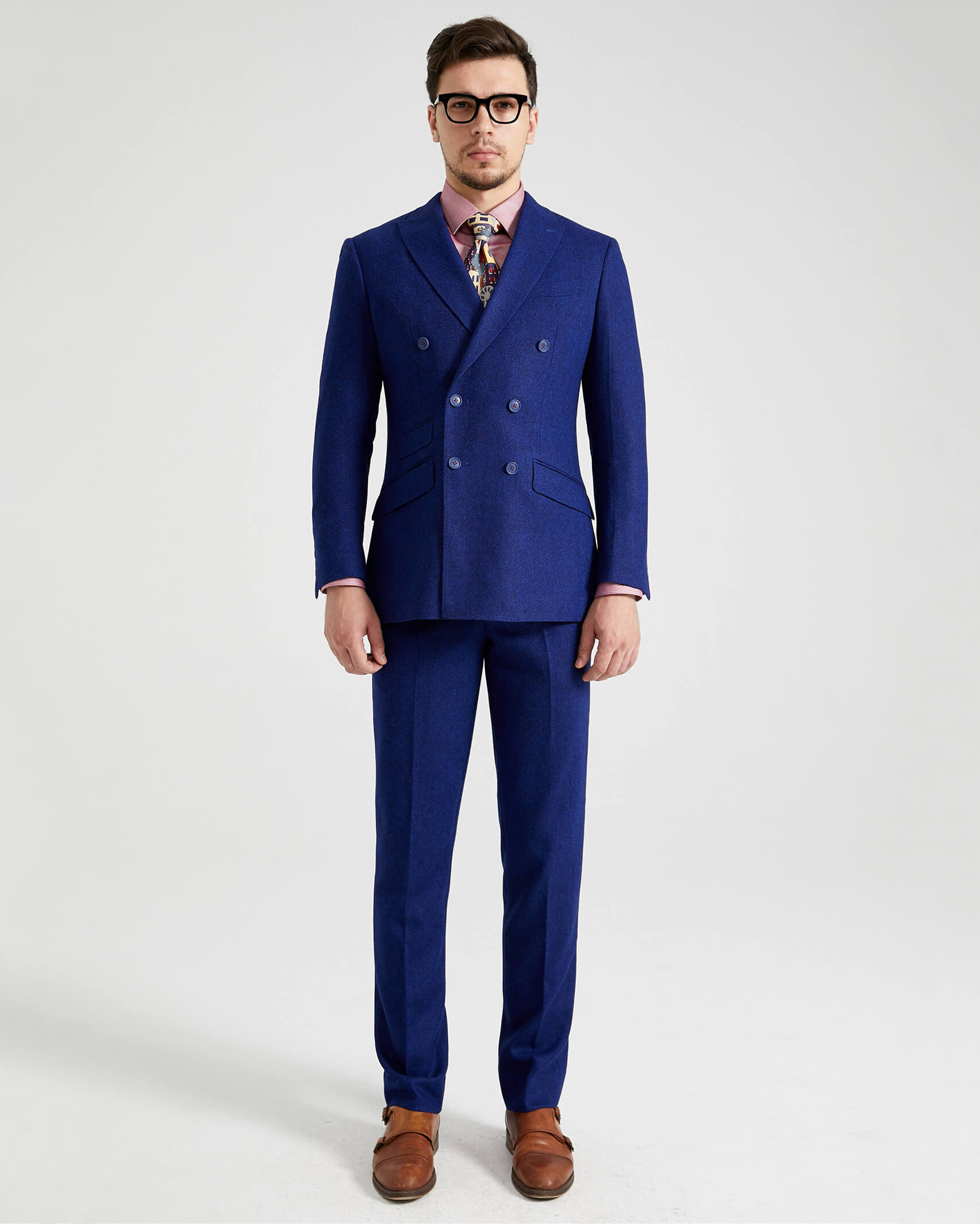 Royal Blue Heavy Tweed Suit